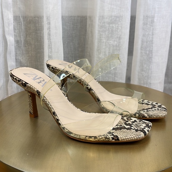 Zara Snake Print Kitten Heel - Picture 2 of 4